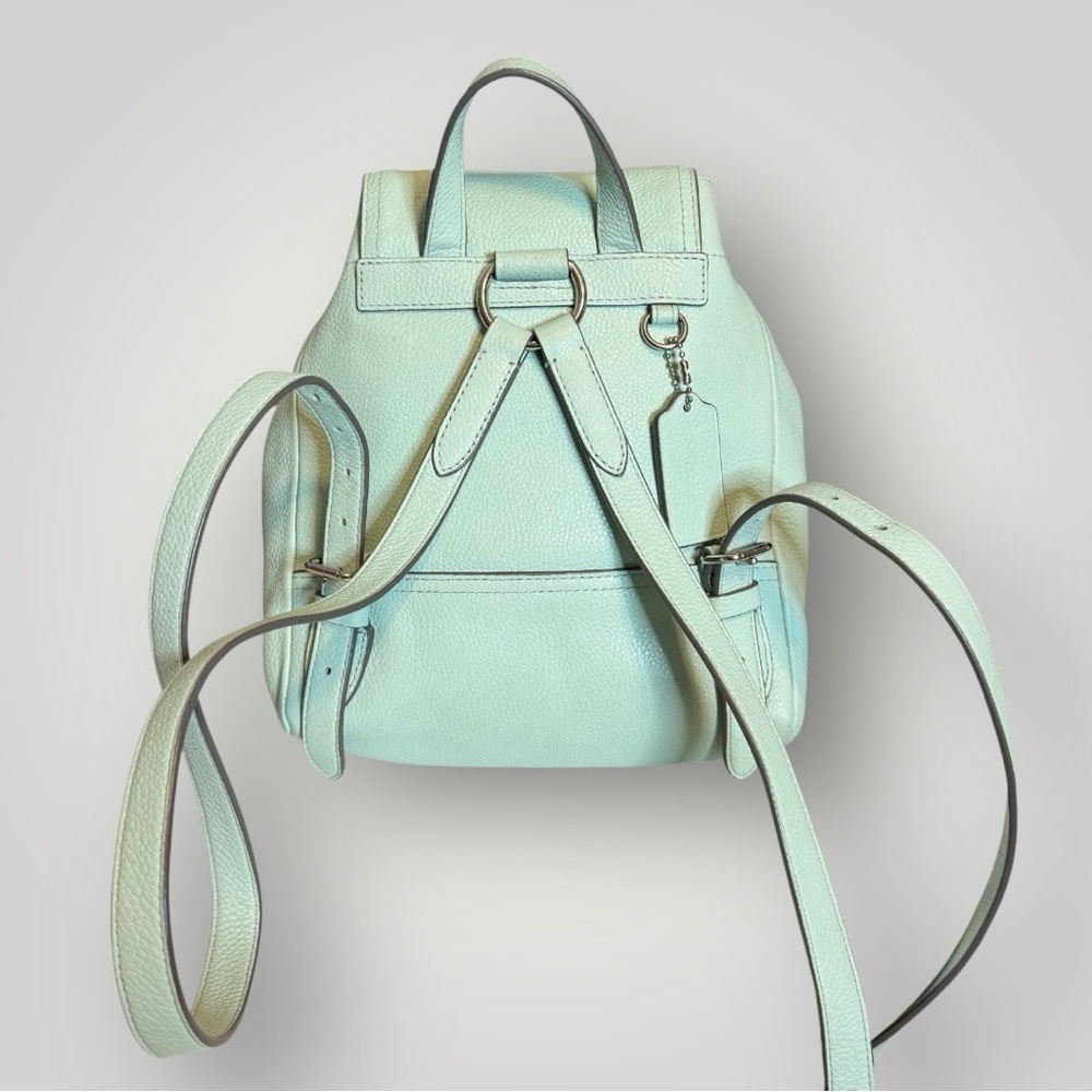 Coach Mini Turnlock Rucksack Pebbled Leather Backpack Pockets Adjustable Straps - Picture 3 of 9